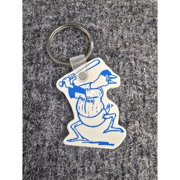 Toledo Mud Hens Key Chain Keychain Rubber White Blue - Picture 1 of 3